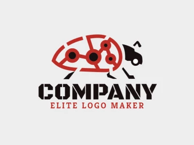 Logo design with a creative concept and stylized style forming a ladybug with black and red colors.