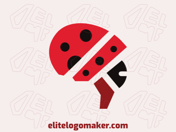Abstract logo created with geometric shapes forming a ladybug combined with a brain with red, brown, and black colors.