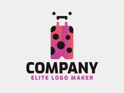 Stylized logo in the shape of a ladybug combined with a suitcase with pink and black colors.