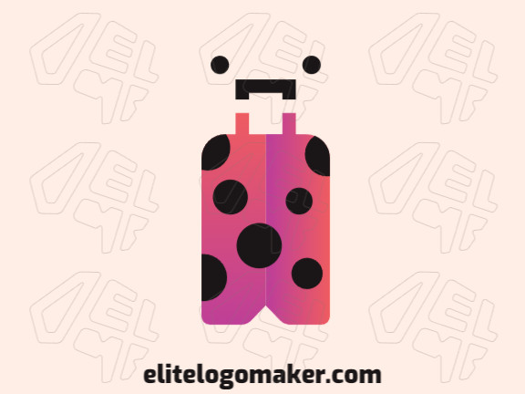 Stylized logo in the shape of a ladybug combined with a suitcase with pink and black colors.