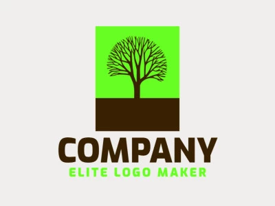 Un logotipo simple pero cautivador de un árbol sin hojas en tonos calmantes de verde y marrón oscuro, que representa la resiliencia y el crecimiento.