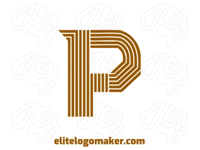 Un logo personalizable y a rayas, con la letra "P" y diseño rayado en color marrón, ofreciendo versatilidad y estilo.