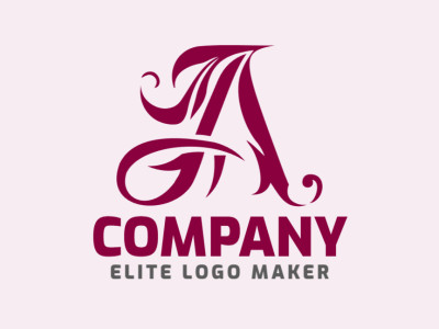 Modelo de logotipo abstrato com formas criativas formando uma letra "A" com design profissional e cor vermelho escuro.