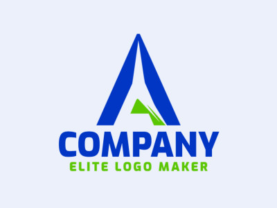 Un logo minimalista que presenta la letra 'A', diseñado con una elegante mezcla de verde y azul para un aspecto moderno y sofisticado.