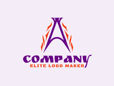 A tribal-inspired logo design featuring the letter 'A', infused with the vibrant colors of orange and purple, evoking energy and mystique.