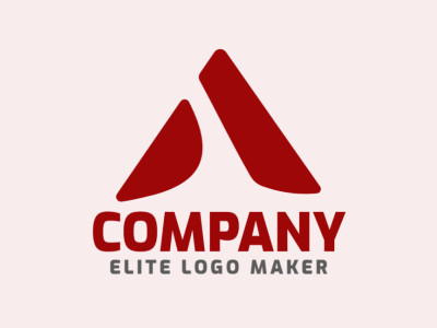 Minimalist logo design with solid shapes forming an letter a with a creative design and dark red color.