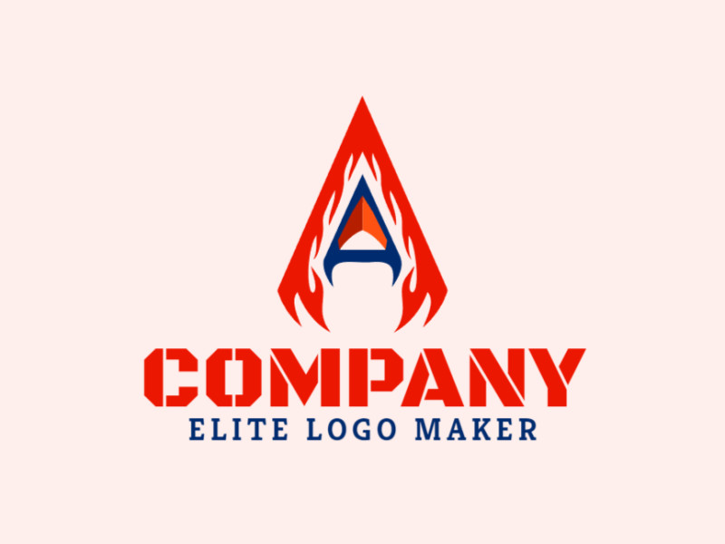 A bold logo intertwining fire flames with the letter "A", radiating energy and power in vibrant orange and dark blue hues.