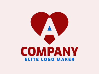 A sophisticated logo combining the initial letter 'A' with a heart shape, creatively merging elements to form an attractive and memorable brand mark in blue and red.