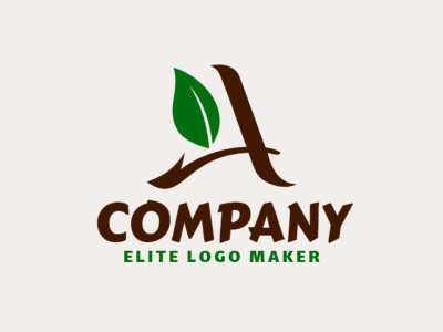 An intriguing logo featuring an abstract fusion of the letter "A" and a leaf, exuding natural charm with green and brown tones.
