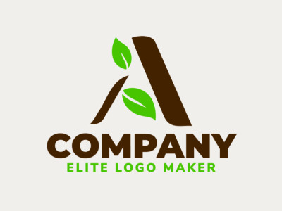 A minimalist logo featuring the letter 'A' adorned with leaves, merging simplicity and nature to form an elegant brand mark in green and brown.