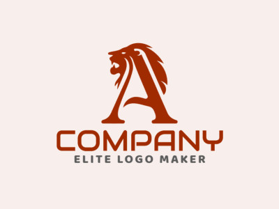 An impactful logo intertwining a lion and the letter "A", exuding strength and majesty in a striking dark red palette.
