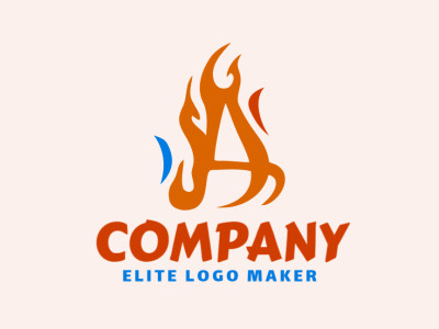 An initial letter logo featuring the letter 'A' adorned with vibrant fire flames, symbolizing passion and innovation.