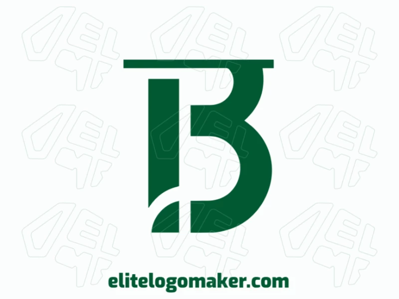 Una obra maestra minimalista que muestra la letra B, exudando sofisticación y claridad. Tocado con un tono profundo de verde oscuro.