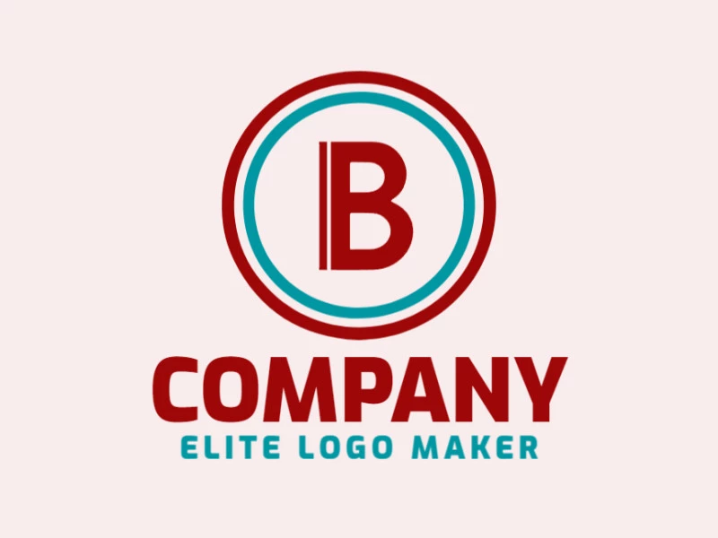 A circular logo featuring the letter 'B', creatively designed with a blend of blue and dark red hues.