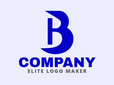 Um design de logo simples, porém marcante, apresentando a letra 'B', adornada em um tom profundo de azul.