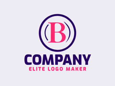Um design de logotipo vibrante e pouco convencional apresentando a letra 'B', combinando tons de rosa e azul escuro para uma declaração visual cativante.