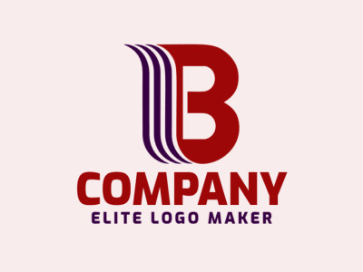 Um logotipo ousado e criativo apresentando a letra "B" com tons vibrantes de vermelho e roxo majestoso, expressando inovação e prestígio.