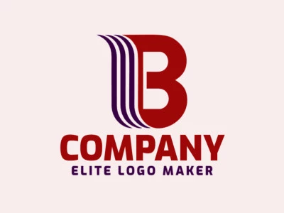 Un logotipo audaz y creativo con la letra "B" con tonos vibrantes de rojo y púrpura majestuoso, expresando innovación y prestigio.