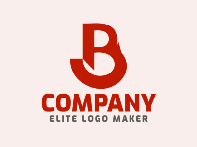 Um design de logo de letra inicial audacioso apresentando a letra "B" em vermelho vibrante, expressando paixão e força.