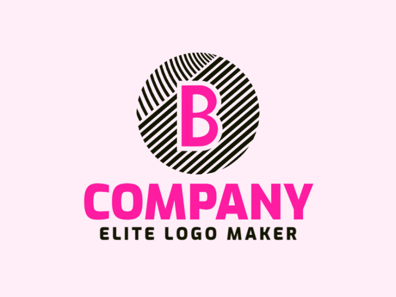 Un diseño de logotipo circular que presenta la letra "B", mezclando negro y rosa para un aspecto moderno y elegante.