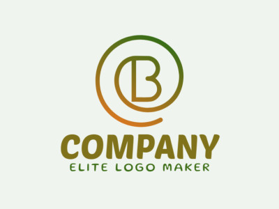 Un logotipo de letra inicial bueno, diferente y sofisticado que presenta la letra 'B' en una mezcla cautivadora de verde y naranja.