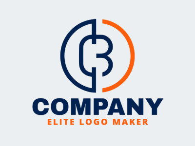 Un diseño de logotipo elegante con la letra inicial 'B' en azul y naranja, simbolizando belleza, representación y calidad.