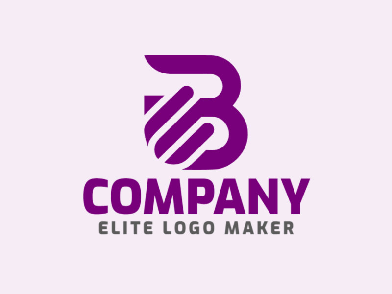 Vector illustration in the shape of a letter B with creative style and purple color.