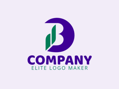 Um logo abstrato mesclando a letra "B" com um gráfico, combinando verde e roxo, simbolizando crescimento e criatividade.