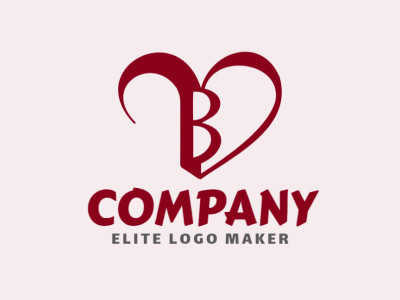 A refined initial letter logo featuring the letter 'B' seamlessly integrated with a heart, elegantly designed in dark red.