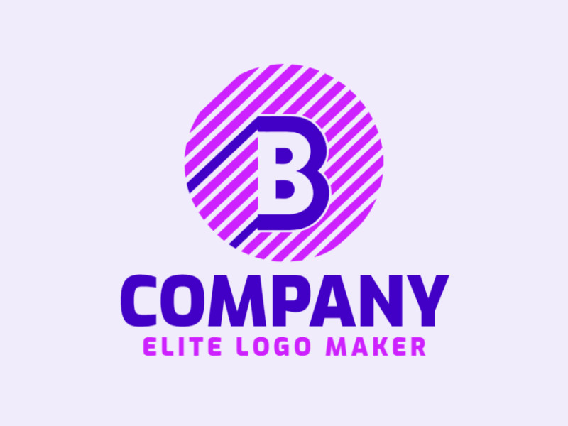 Un diseño de logotipo dinámico que presenta la letra "B" compuesta por múltiples líneas, con un cautivador tono morado.