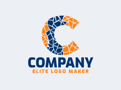 A sophisticated logo design featuring a mosaic arrangement of the letter "C", capturing attention with vibrant blue and orange accents.