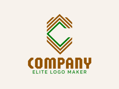 A sophisticated initial letter logo featuring the letter 'C' with an elegant blend of green and brown tones.