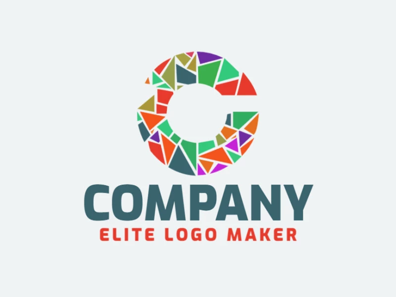 Creando un logotipo vibrante estilo mosaico que presenta la letra "C", mezclando colores para una declaración de marca audaz y dinámica.