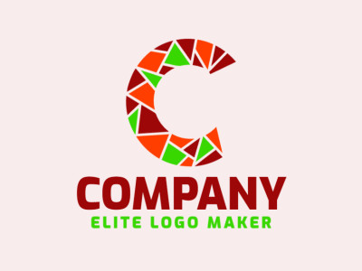 Um logo em estilo de mosaico dinâmico apresentando a letra 'C', irradiando energia e vivacidade.