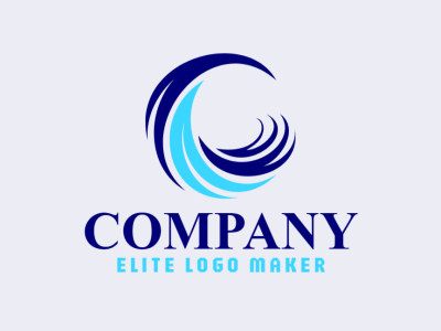 Un logotipo abstracto sofisticado que presenta la letra 'C', incorporando creatividad y profesionalismo con su diseño azul elegante.