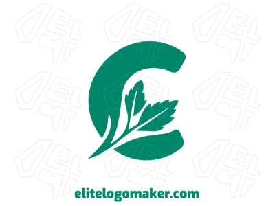 Un diseño llamativo de la letra "C" en verde, combinado con hojas de árboles, creando un logotipo único con estilo artesanal.