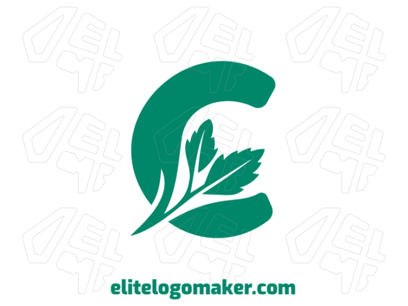 A flashy design of the letter "C" in green, combined with tree leaves, creating a unique logo with an artisanal style.