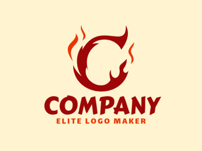 A fiery logo design with an abstract depiction of the letter "C" engulfed in flames, evoking intensity and passion in shades of orange and red.