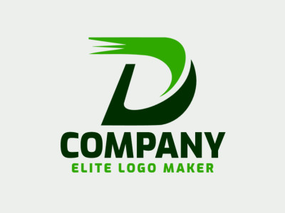 Um logo artesanal apresentando a letra "D", infundido com a frescura e vitalidade do verde.