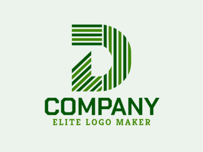 Un logotipo dinámico con la letra 'D' elaborada con múltiples líneas, mostrando un diseño moderno y en capas en verde.