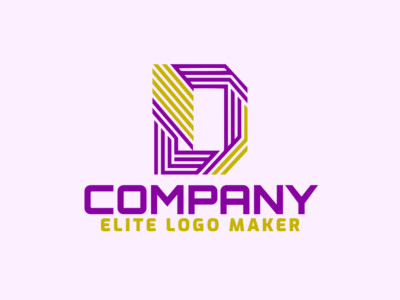 A sophisticated logo with the letter 'D' formed by multiple lines, combining purple and yellow for a vibrant and professional look.