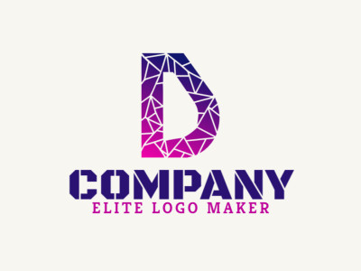 A dynamic and unique mosaic-style logo template featuring the letter 'D', perfect for a vibrant and memorable identity.