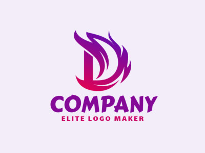 Un logotipo abstracto con la letra 'D' con elementos dinámicos y creativos en tonos de morado y rosa.