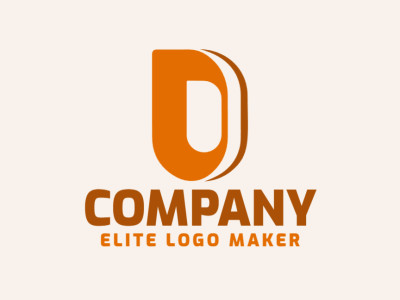 Um design de logotipo ousado e imaginativo apresentando a letra 'D', mesclando laranja vibrante com tons profundos de marrom.