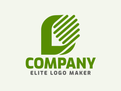 Um design de logo abstrato exibindo a letra "D", infundido com tons vibrantes de verde, simbolizando crescimento e inovação.