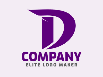 Um design de logo abstrato apresentando a letra "D", com tons envolventes de roxo, expressando criatividade e sofisticação.