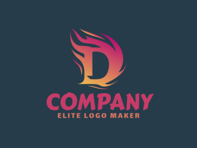 An abstract logo design combining the letter 'D' with flames in orange and pink, creating a quality and interesting look.