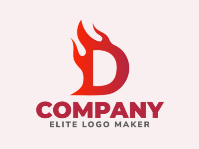 A bold minimalist logo featuring the letter 'D' engulfed in flames, representing passion and energy with vibrant orange and red tones.