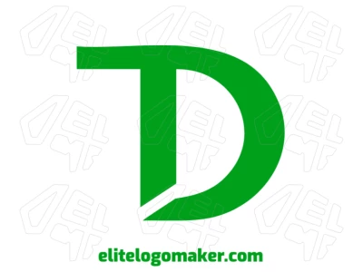 Un logo cool con la letra "D" en verde, diseñado en estilo minimalista para un aspecto elegante y moderno.