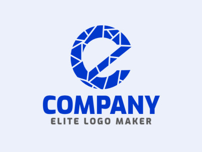 A mosaic-style logo featuring the letter 'E', creatively designed with dark blue tones.